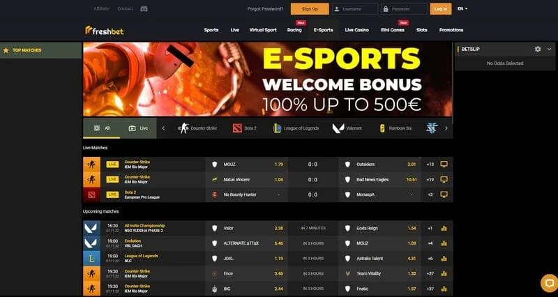 Freshbet — schermata del sito